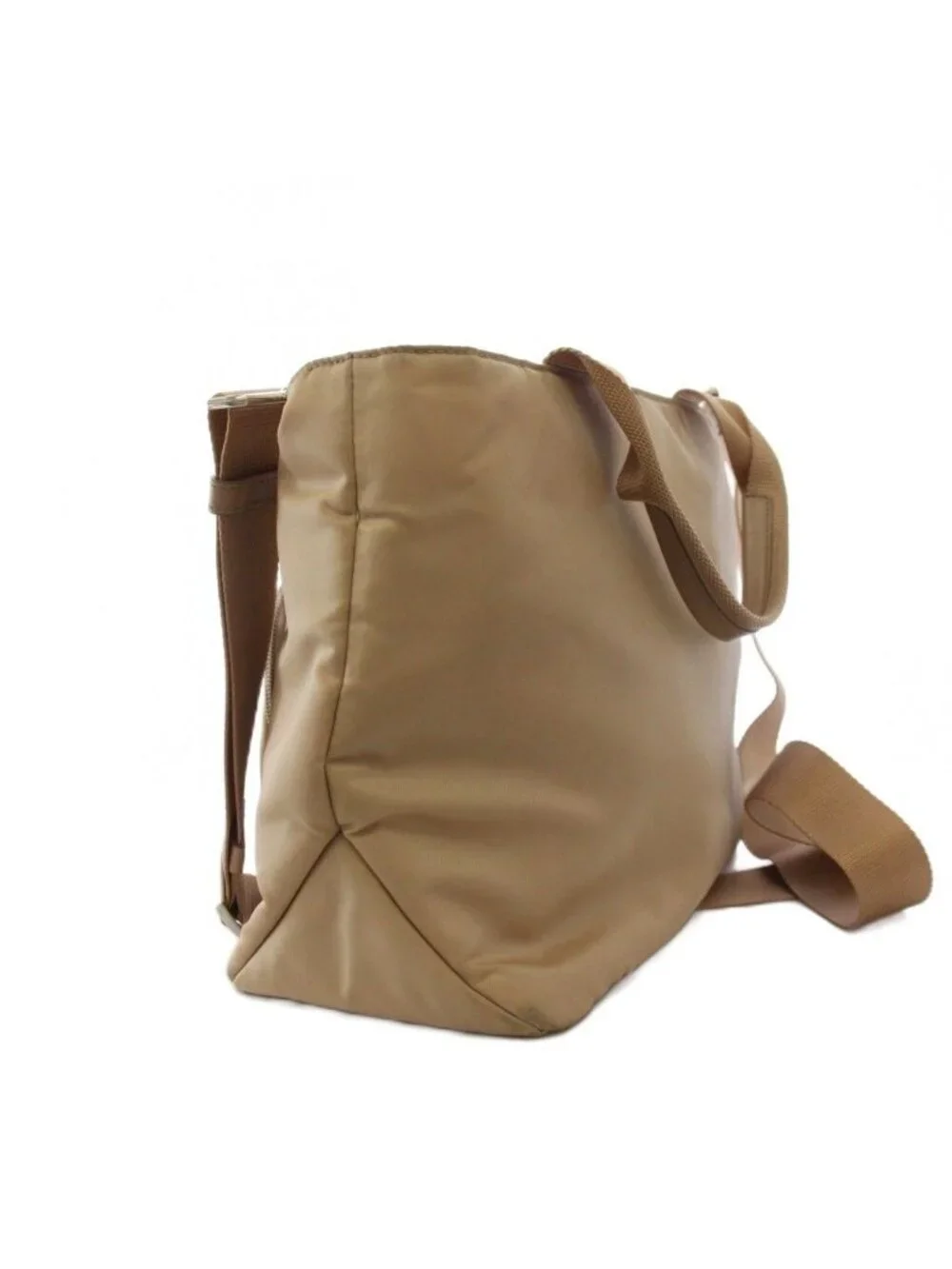 Prada Tote Shoulder Bag 2-Way Triangle Logo Beige KH